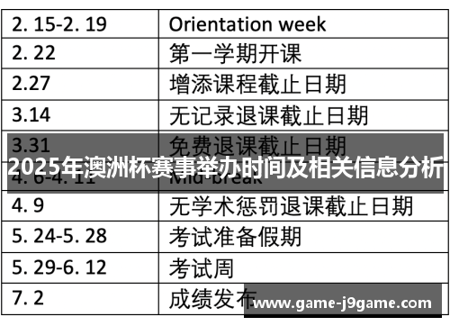 2025年澳洲杯赛事举办时间及相关信息分析